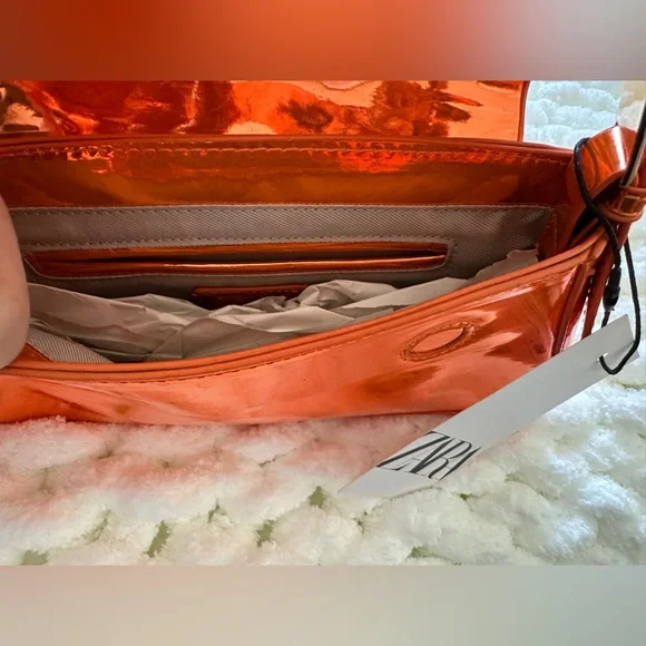 NWT ZARA minimal bag in orange silver - Picture 5 of 5